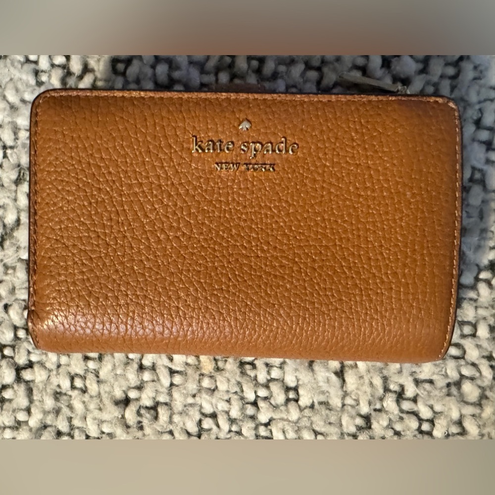 Kate Spade Brown Pebbled Leather Zip Wallet